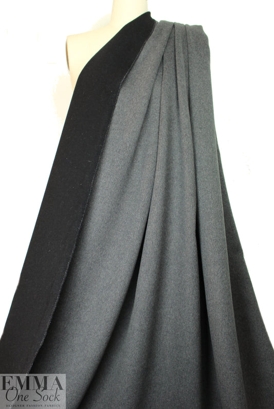 Italian brushed doublecloth coating - black/charcoal 2 yds