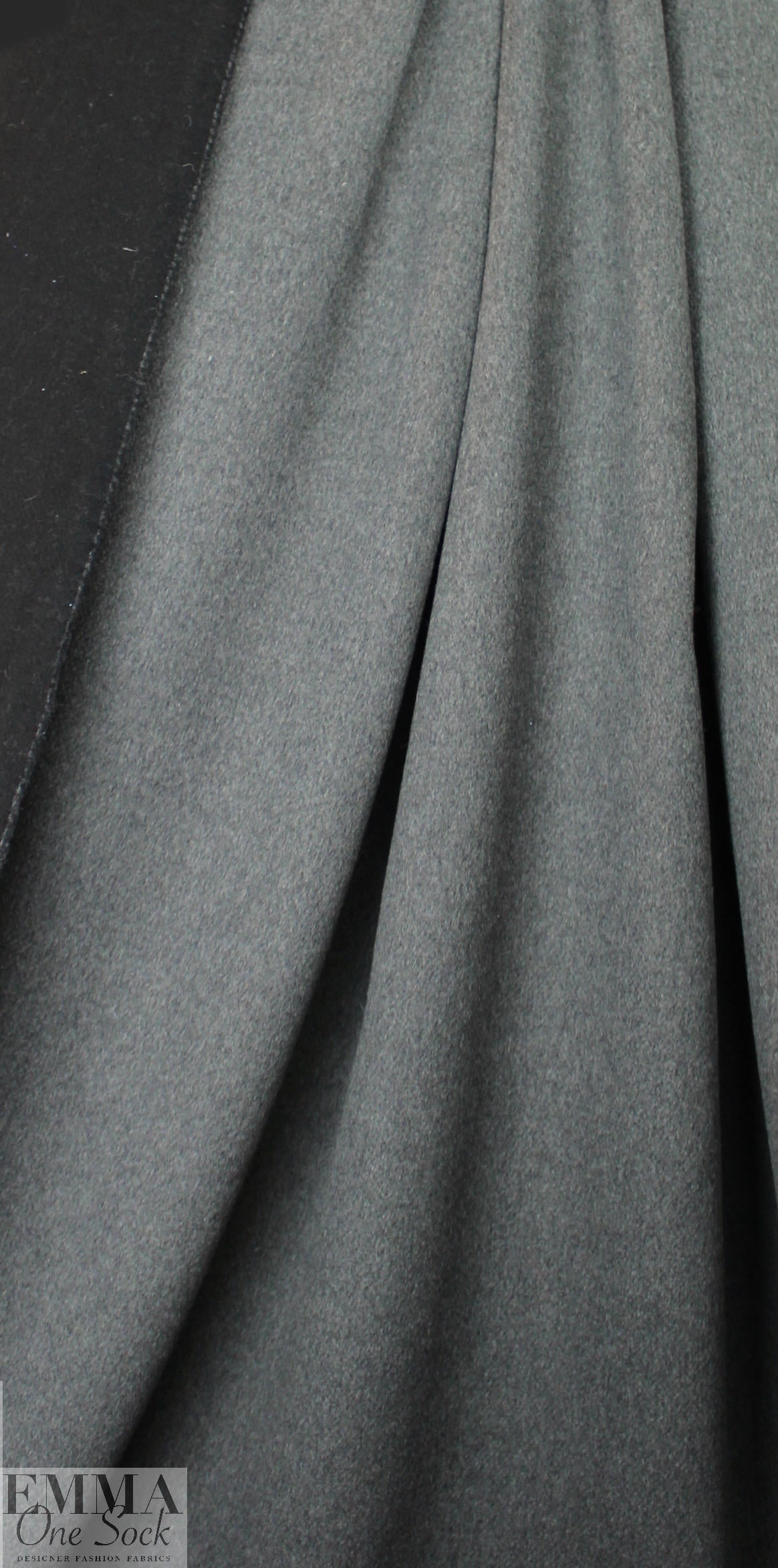 Italian brushed doublecloth coating - black/charcoal