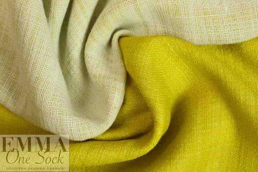 Italian wool blend doublecloth 'rustic' suiting - lemon/cream 1.75 yds
