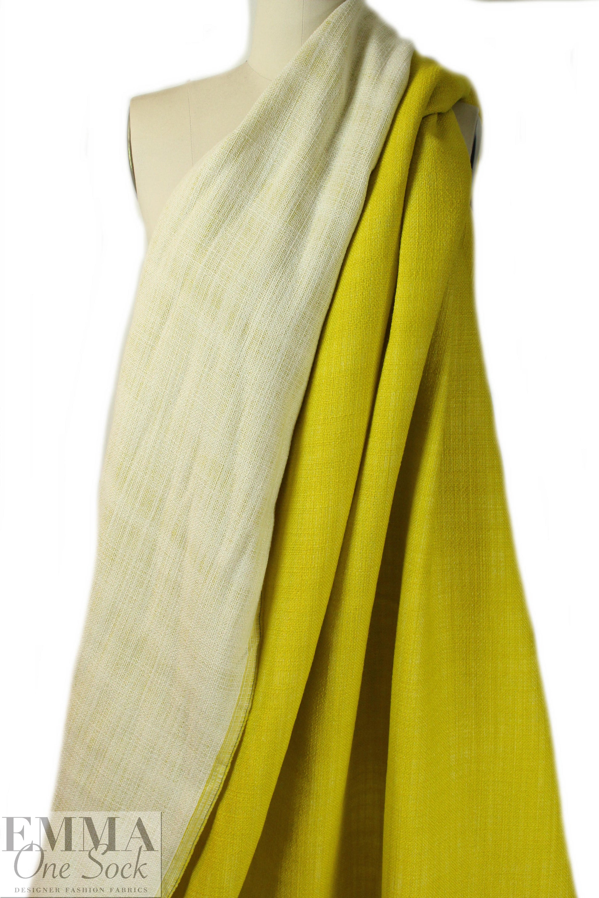 Italian wool blend doublecloth 'rustic' suiting - lemon/cream
