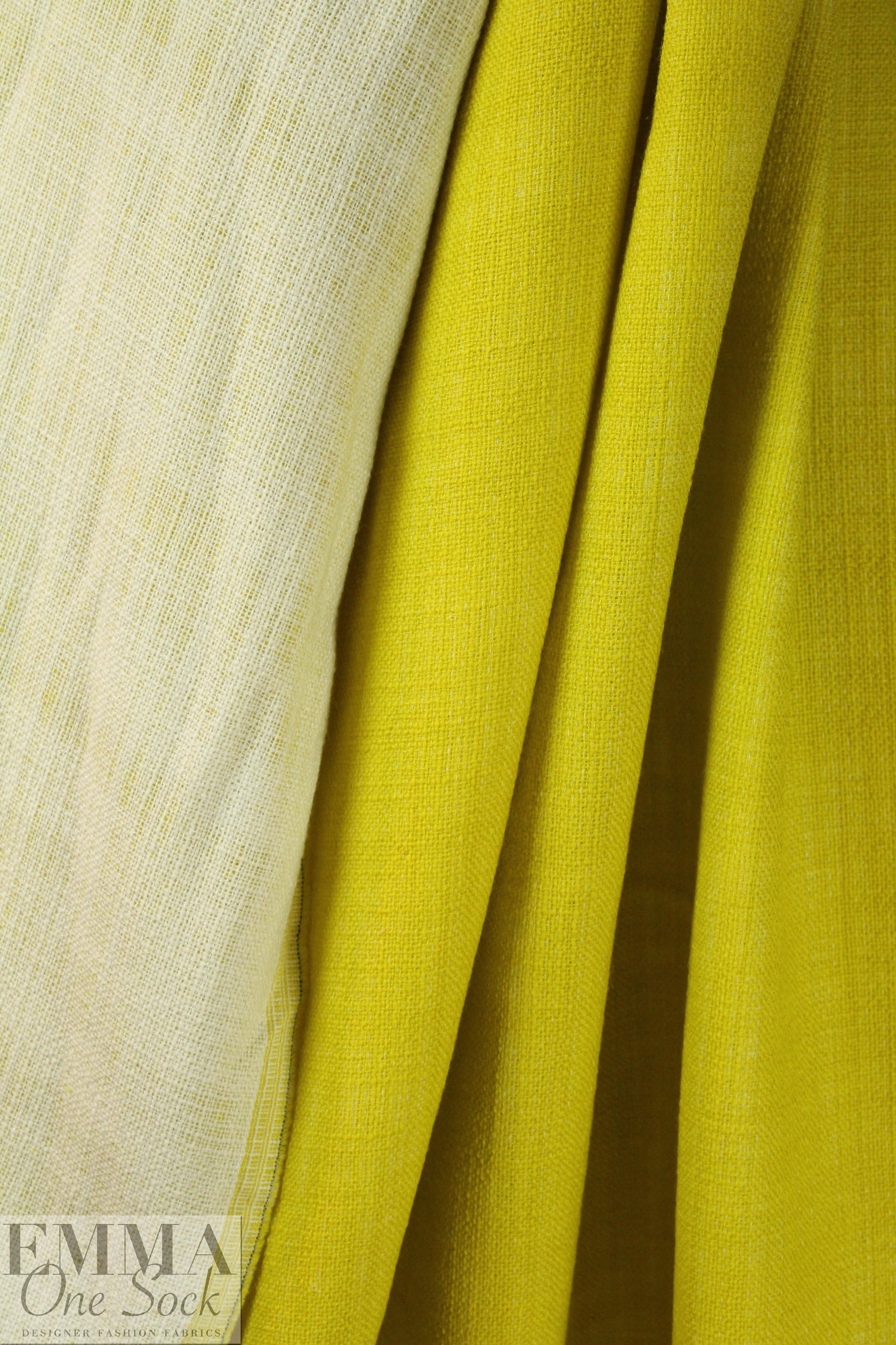 Italian wool blend doublecloth 'rustic' suiting - lemon/cream 1.75 yds