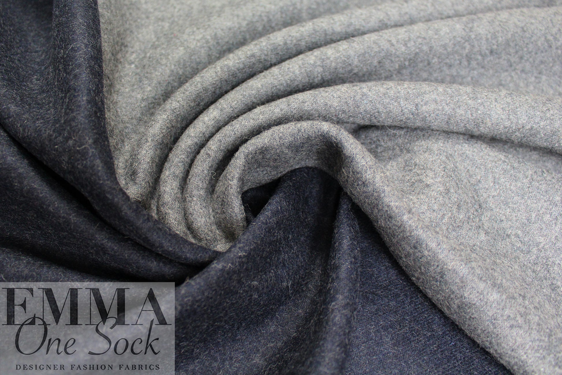 Designer wool doublecloth knit coating - charcoal/midnight 2.75 yds