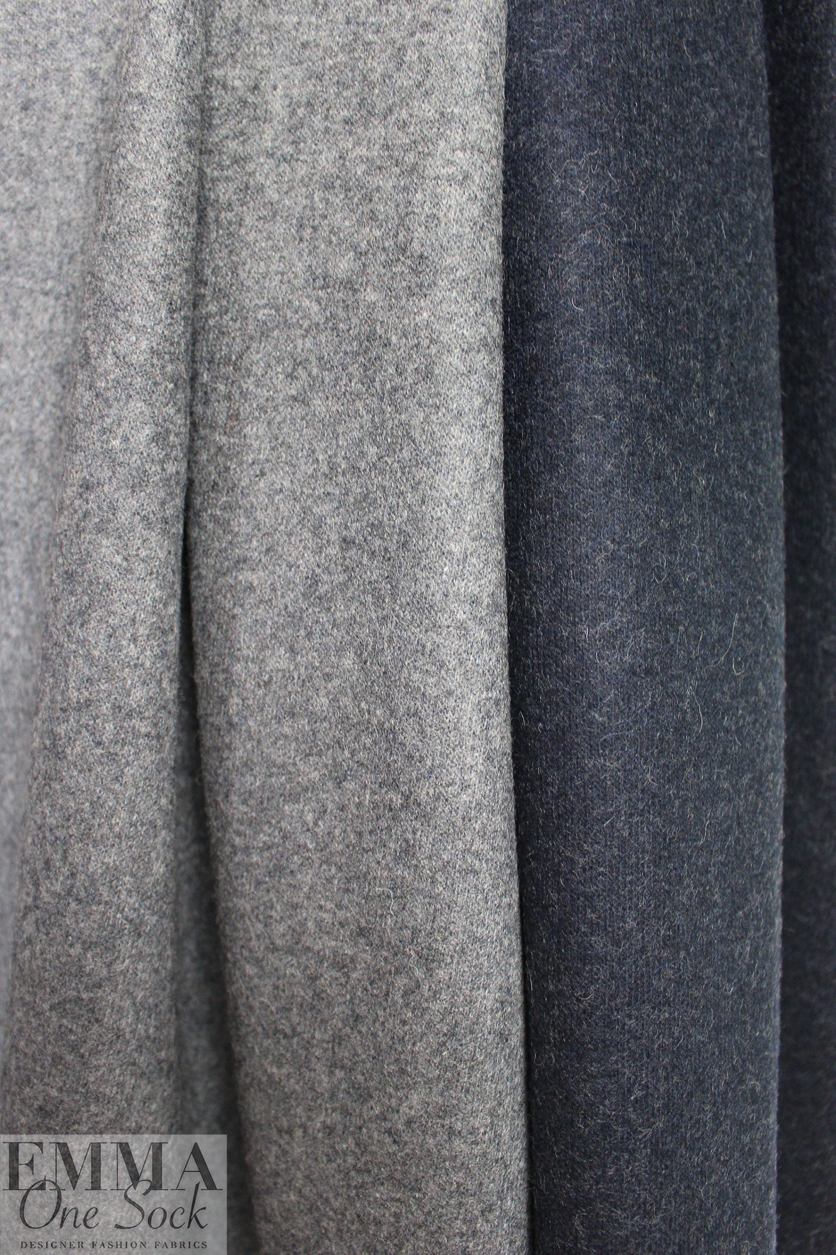 Designer wool doublecloth knit coating - charcoal/midnight 2.75 yds
