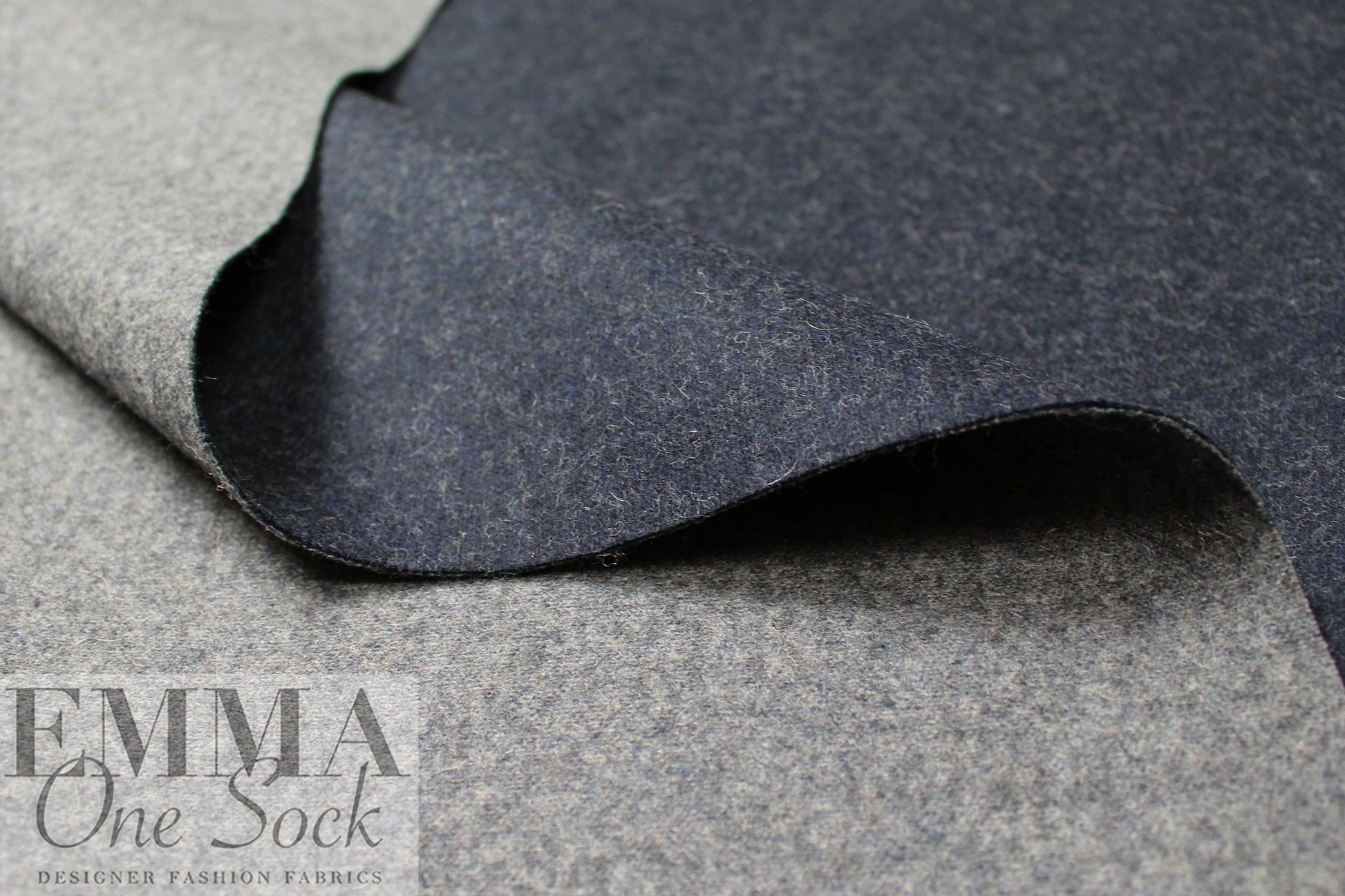 Designer wool doublecloth knit coating - charcoal/midnight 2.75 yds