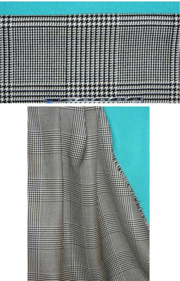 Italian wool blend doublecloth coating - glen plaid/aqua 2.9 yd
