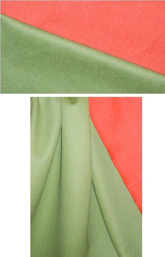 Italian wool/angora doublecloth coating - coral/kiwi 1 yard