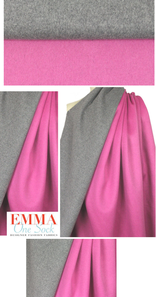 Italian wool/cashmere doublecloth - pink/gray