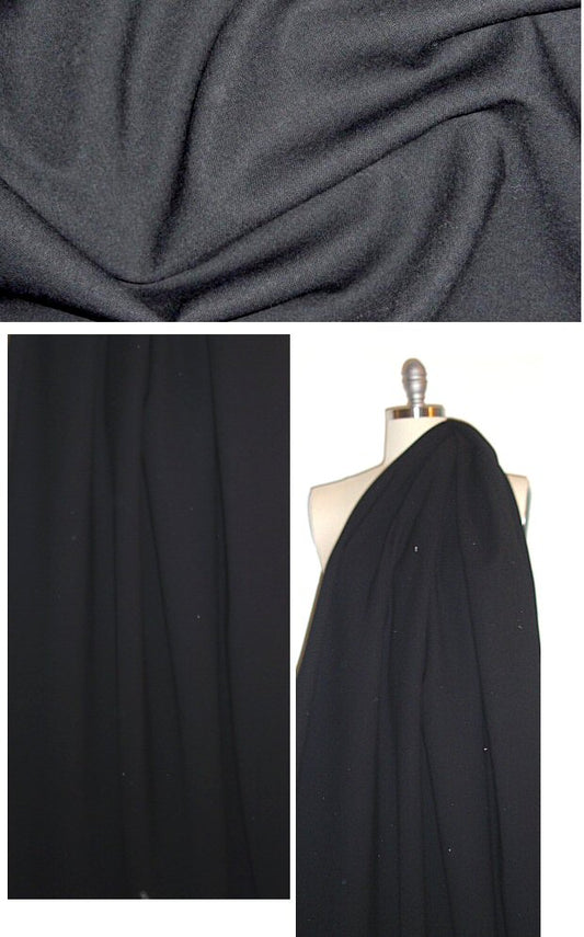 Italian stretch wool doublecloth suiting - black