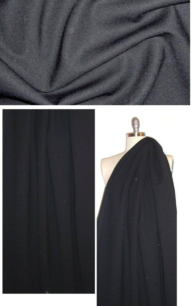 Italian stretch wool doublecloth suiting - black 1 yard