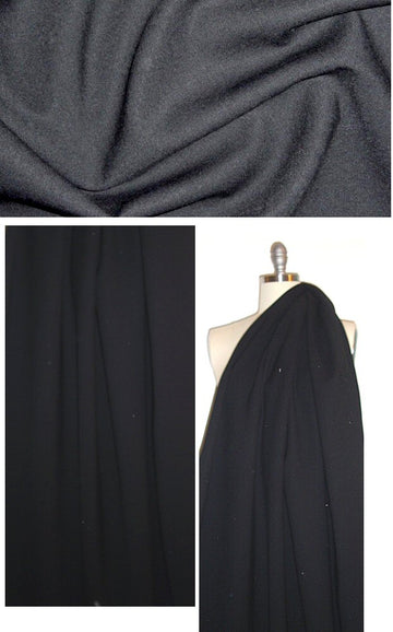 Italian stretch wool doublecloth suiting - black 1 yard