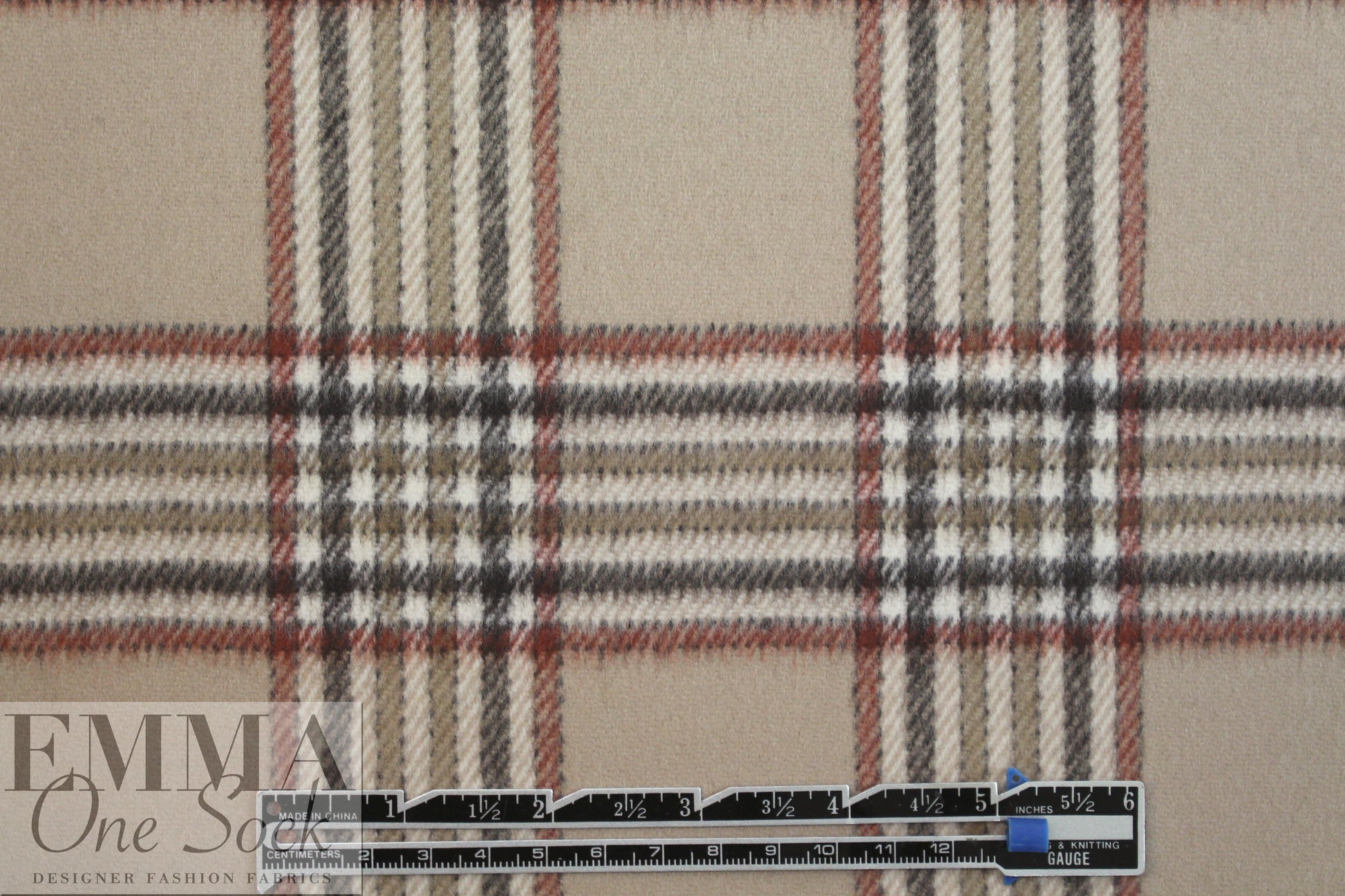 Italian earthtones wool plaid doublecloth coating