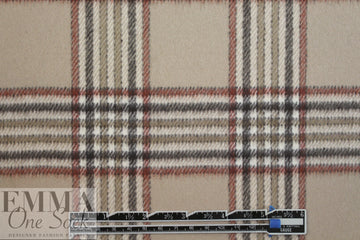 Italian earthtones wool plaid doublecloth coating