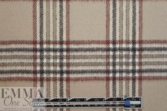 Italian earthtones wool plaid doublecloth coating