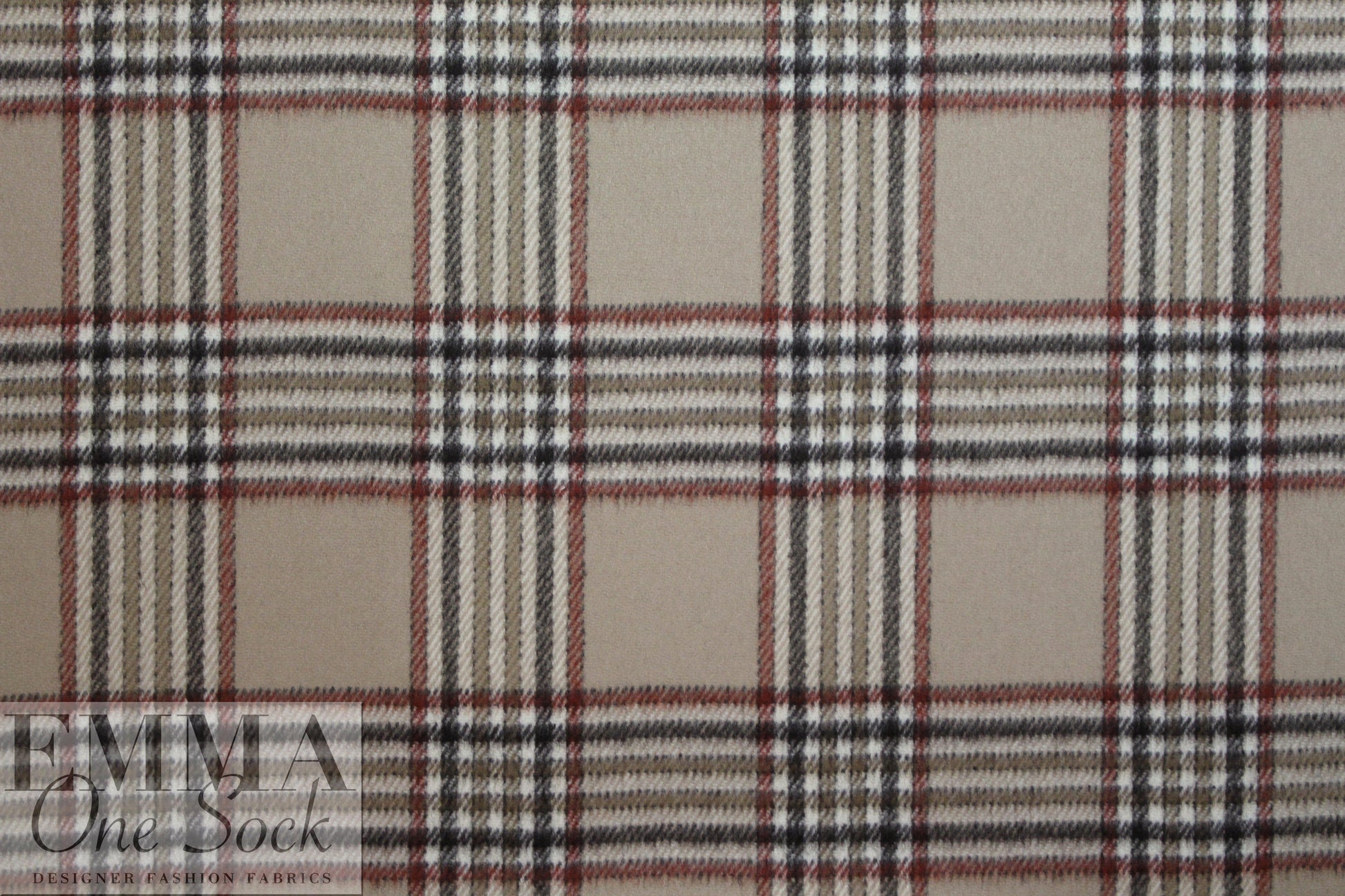 Italian earthtones wool plaid doublecloth coating