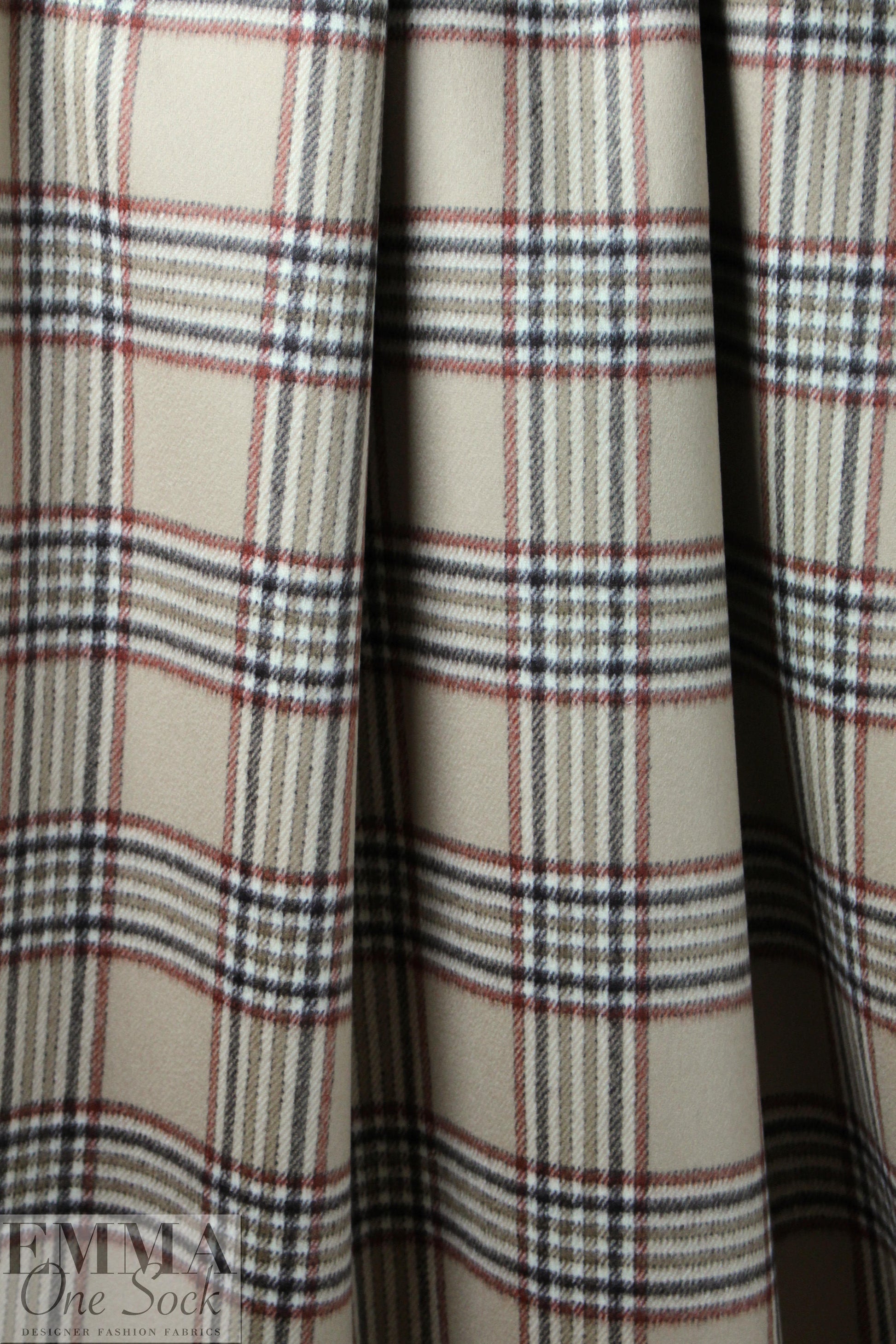 Italian earthtones wool plaid doublecloth coating