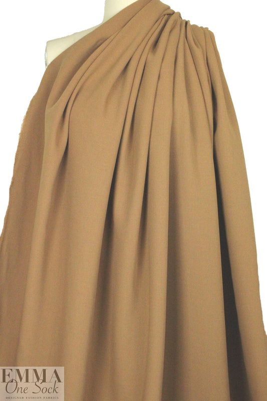 Italian camel stretch wool doublecloth crepe