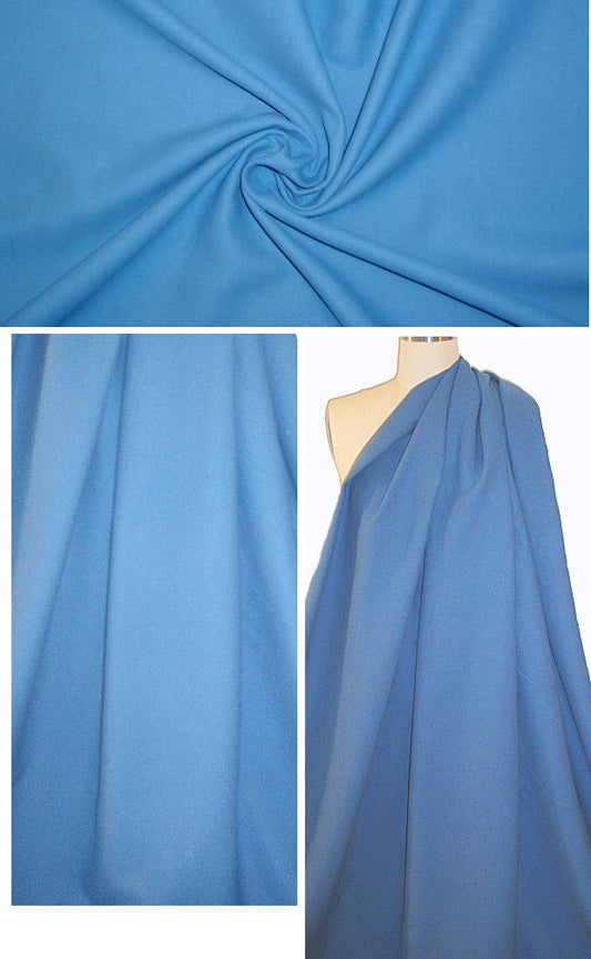 Italian French blue cotton double crepe woven