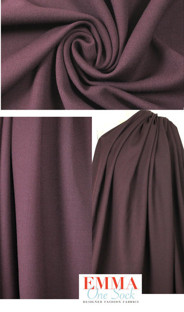 Italian wine stretch wool doubleweave crepe