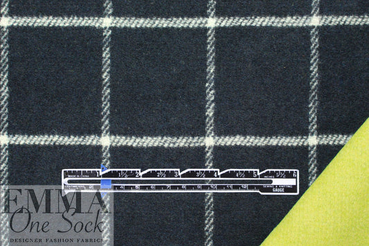 Italian wool blend midnight/spring windowpane double cloth