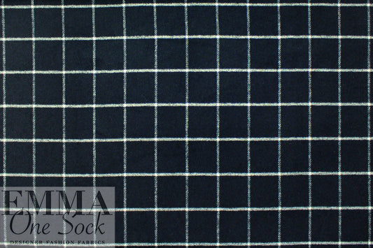 Italian wool blend midnight/spring windowpane double cloth