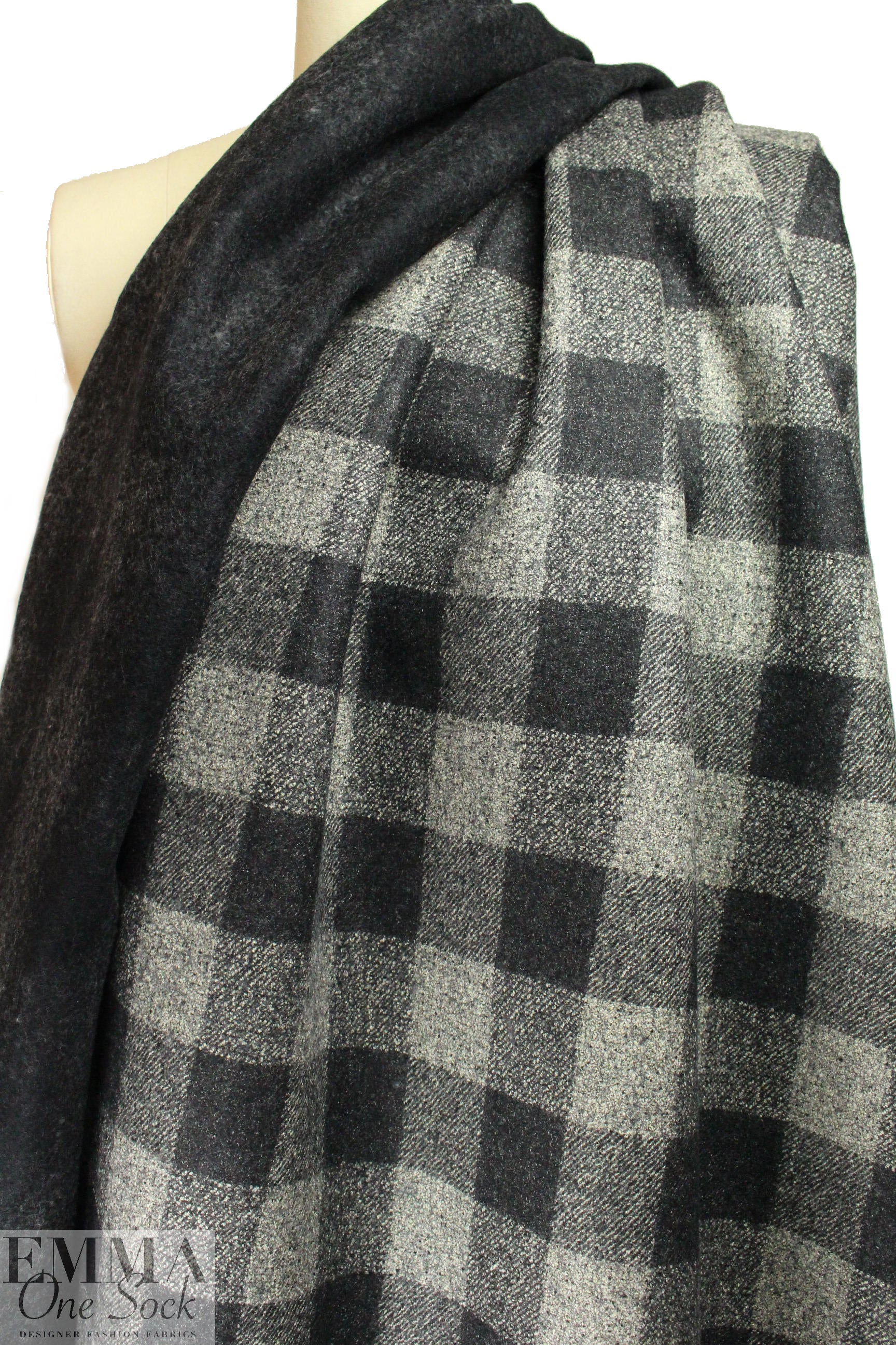 Italian wool blend doubleface plaid coating 2.125 yds