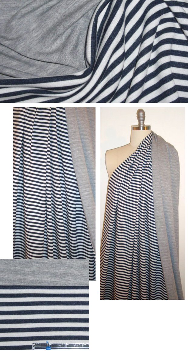 Pr@da Sport stripe/gray doubleface rayon/slk knit