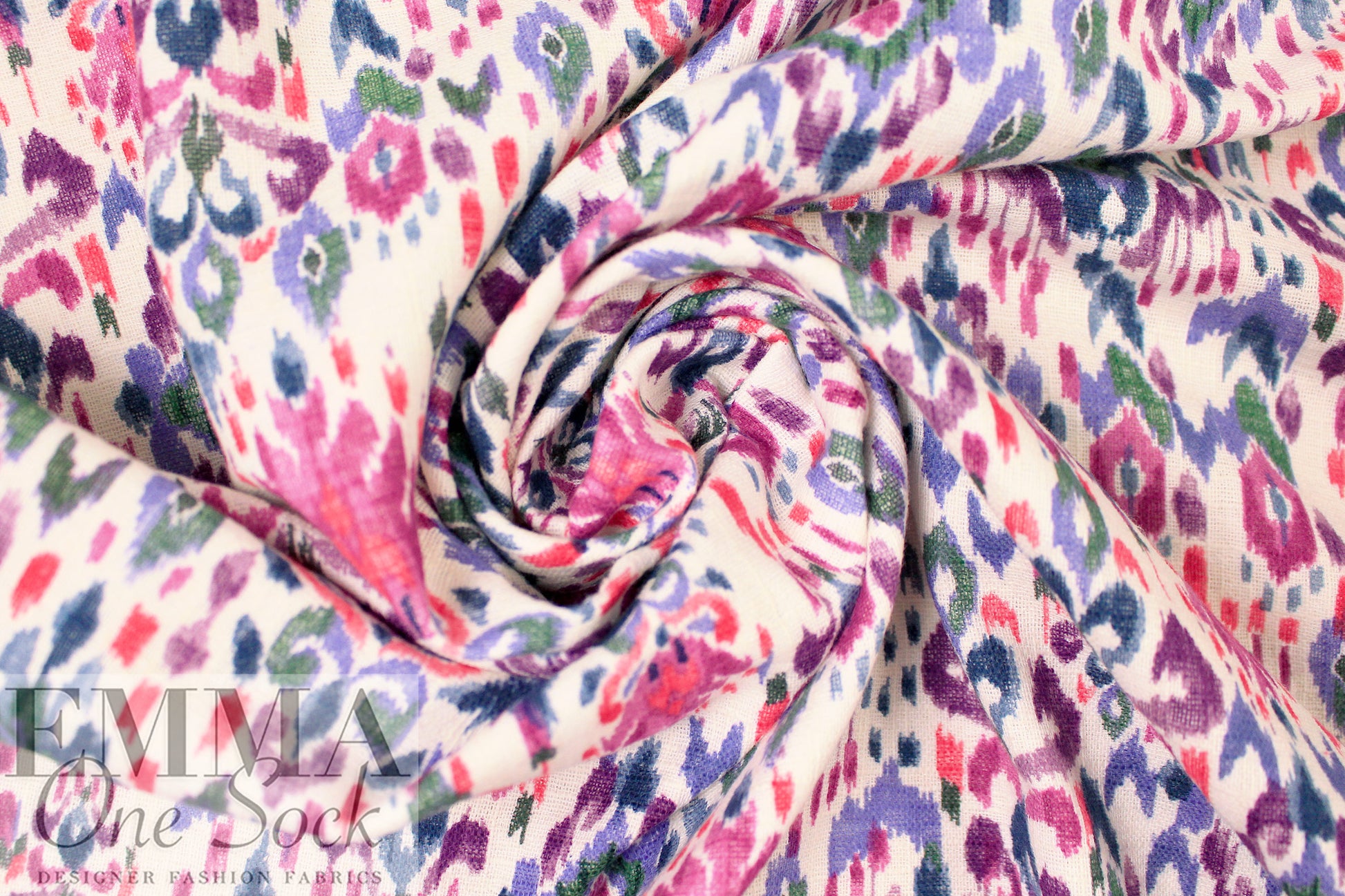 Italian ikat scroll cotton double gauze BCI certified .75 yds