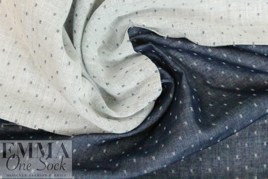 CA designer organic cotton double gauze - navy/white dots 1.25 yds
