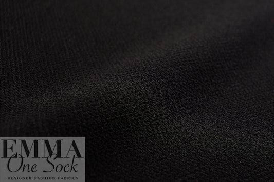 Italian wool double crepe woven - black .75 yds