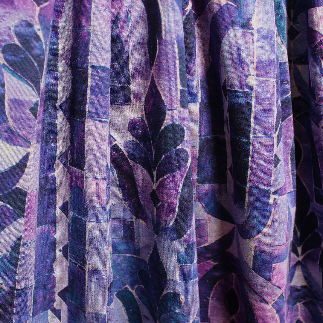 'stonework' drapey viscose blend doubleknit, Oeko-Tex cert.- violet