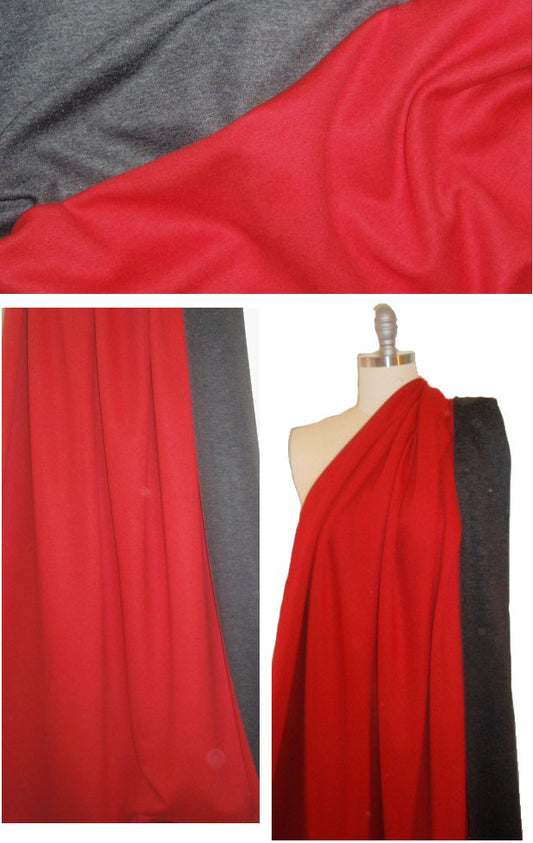 Italian red/charcoal double-sided doubleknit