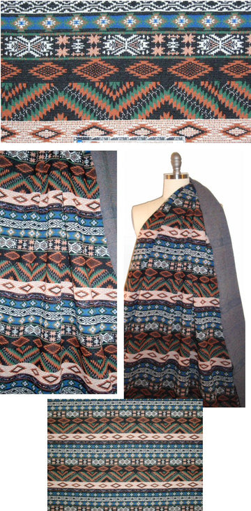 French clay/blue 'fairisle' graphic yarn dye doubleknit 2 yd