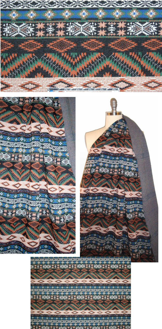 French clay/blue 'fairisle' graphic yarn dye doubleknit 2 yd