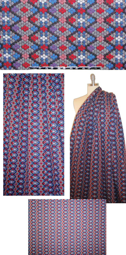 Italian argyle mosaic jacquard doubleknit