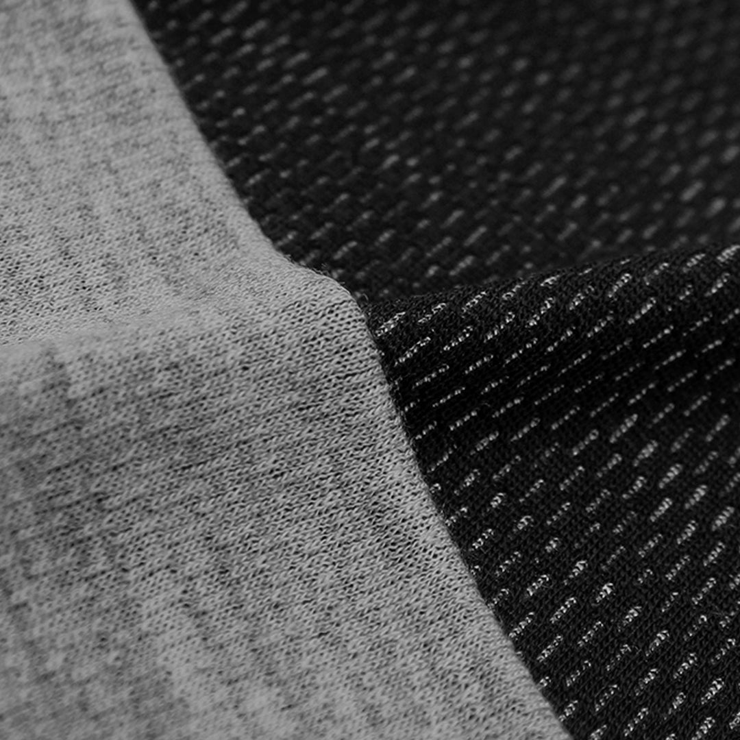Italian sporty wool novelty knit - black/light heather gray .5 yds
