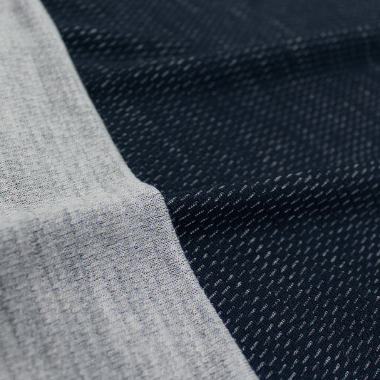 Italian sporty wool novelty knit - midnight/light heather gray