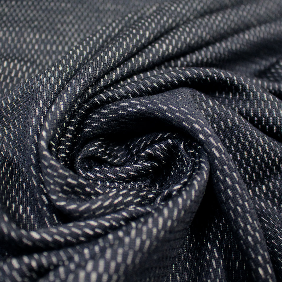 Italian sporty wool novelty knit - midnight/light heather gray 1.5 yd