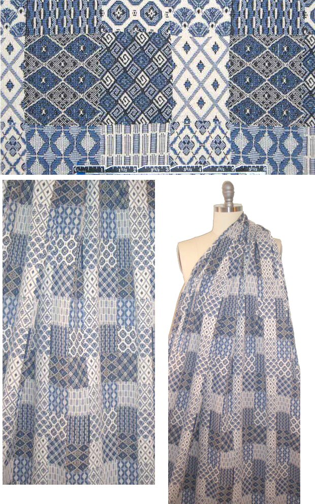 yarn dye jacquard knit - denim/black/ivory patchwork