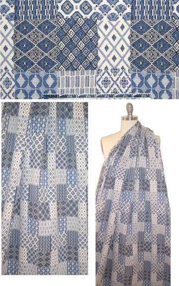 yarn dye jacquard knit - denim/black/ivory patchwork
