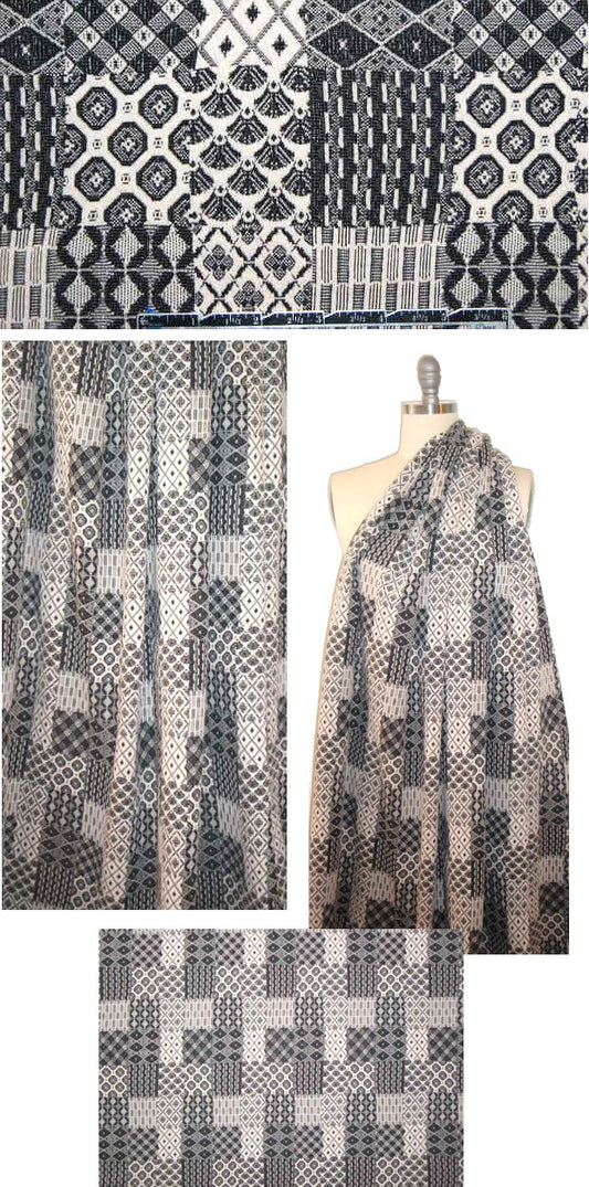 yarn dye jacquard knit - black/ecru patchwork