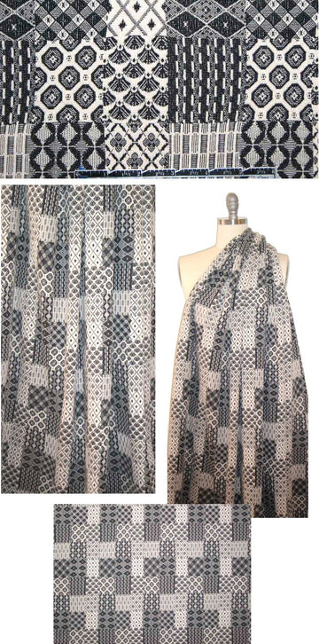 yarn dye jacquard knit - black/ecru patchwork 1.25 yds