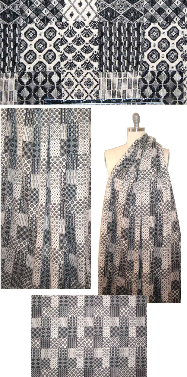 yarn dye jacquard knit - black/ecru patchwork 1.75 yds