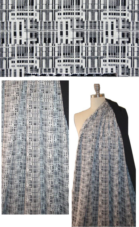 black/white techno-graphic yarn dye doubleknit