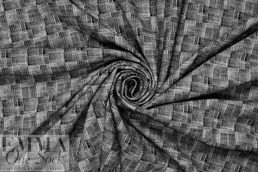black/white 'mad plaid' doubleknit 1 yard