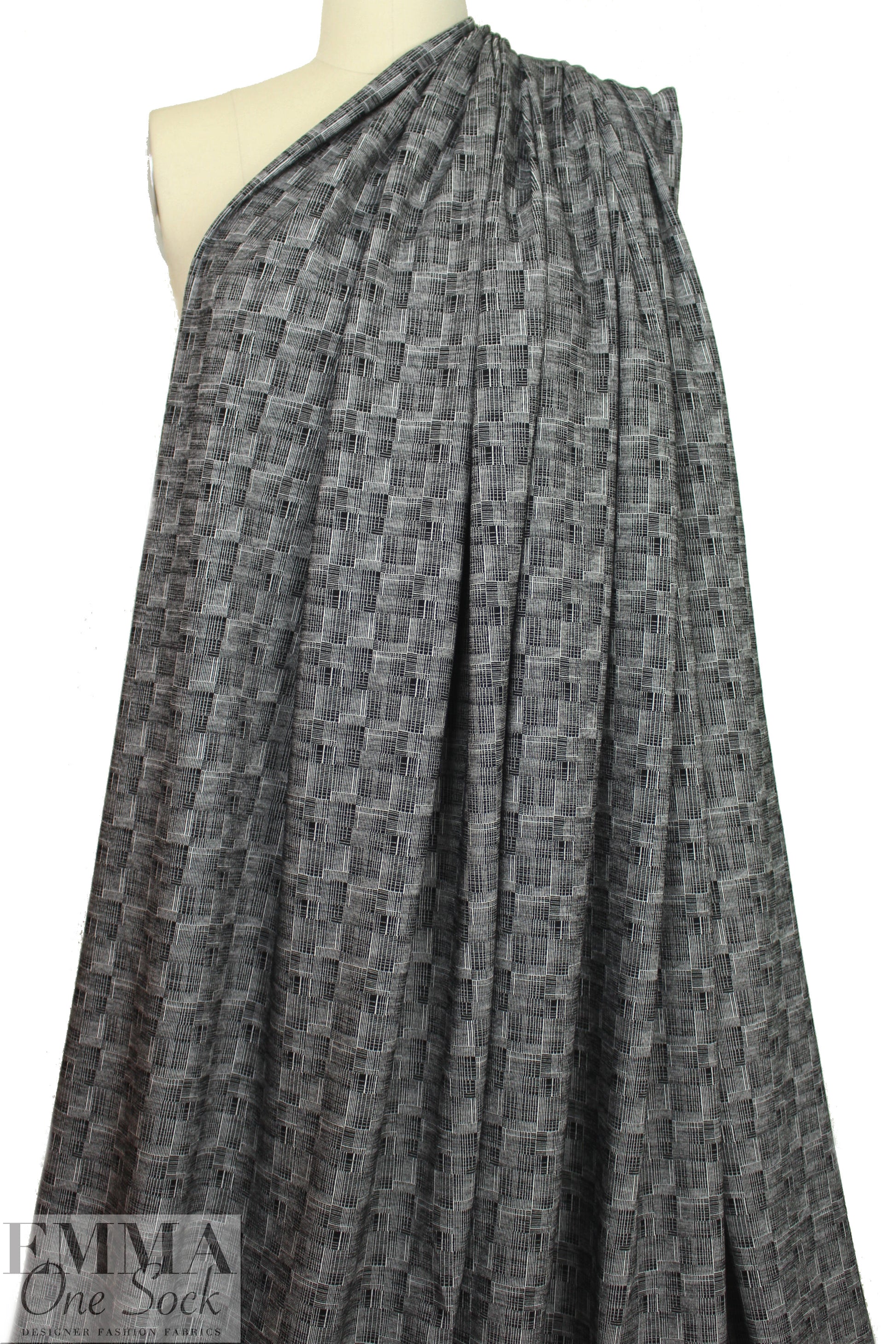 black/white 'mad plaid' doubleknit