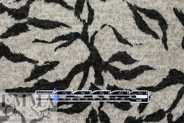 white tiger rayon blend sweater knit - off-black/dove grey 2.25 yd