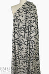 white tiger rayon blend sweater knit - off-black/dove grey 2.25 yd