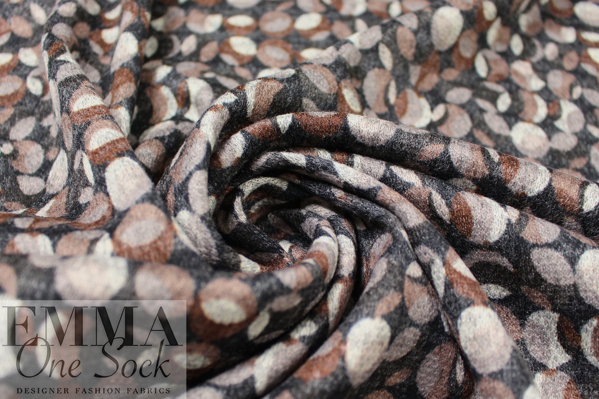 'tiny eclipses' rayon blend sweater knit -brown/black 1.375 yd