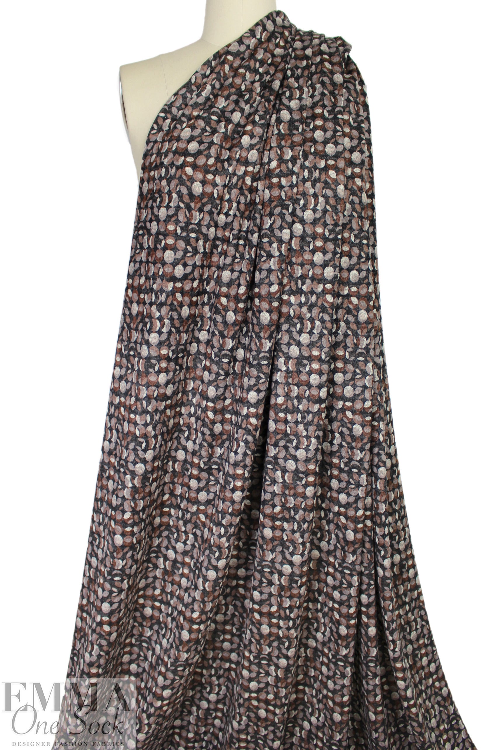 'tiny eclipses' rayon blend sweater knit -brown/black 1.375 yd
