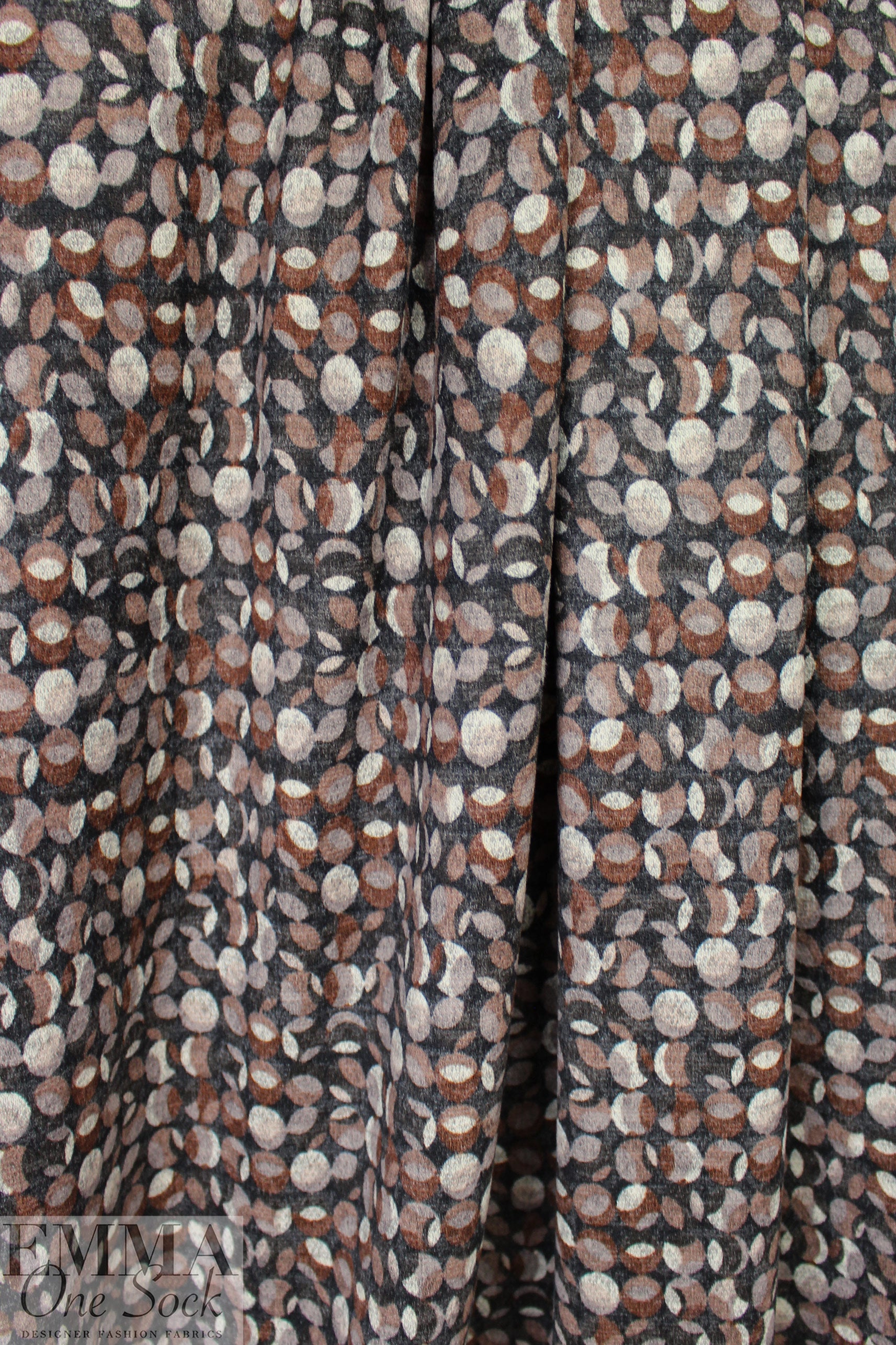'tiny eclipses' rayon blend sweater knit -brown/black 1.375 yd